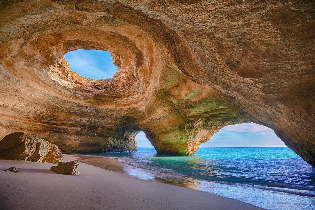 Benagil sea cave on the Benagil beach in the town of Lagoa, Algarve, Portugal