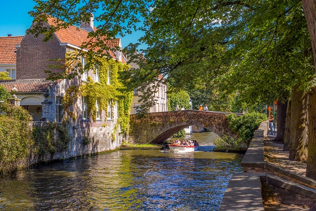 Canal in Brugge City, Belgium